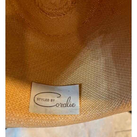 Vintage Styled By Coralie Cream Straw Hat Feather embellished Gambler Fedora - Picture 6 of 7